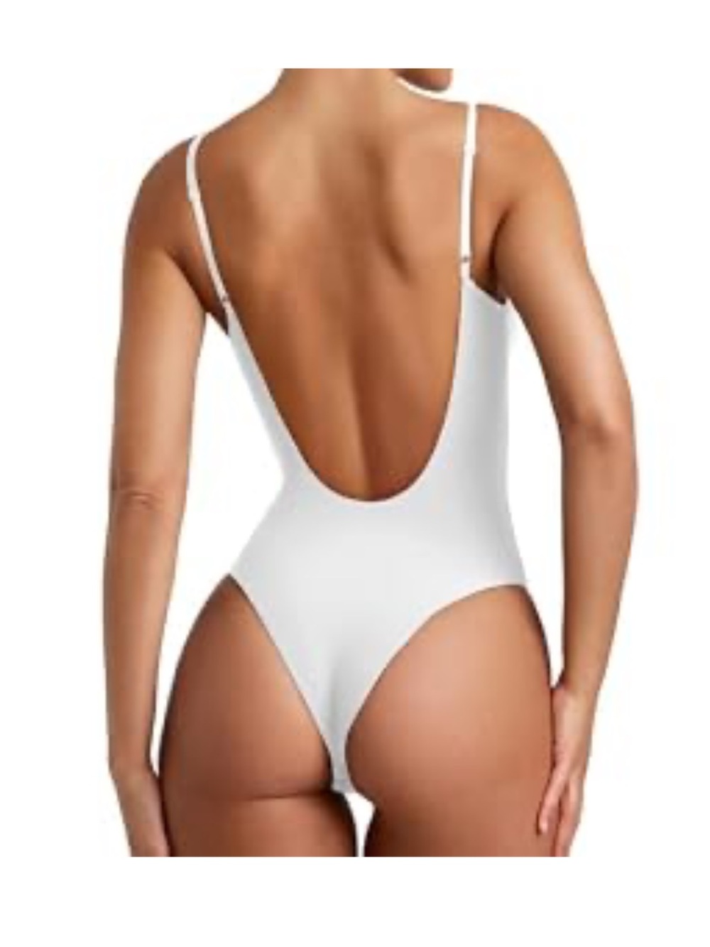 NWT White Buttery Soft Backless V-Neck Cami Thong Bodysuit | Size S